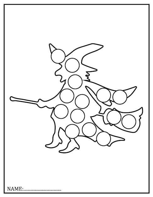 Halloween Dot Marker Coloring Pages For Kids.