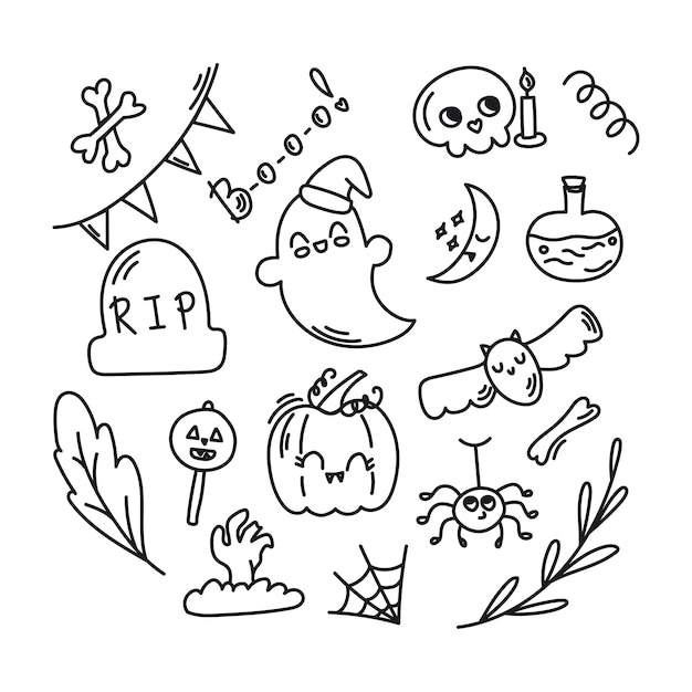 Halloween Drawings Vector Set