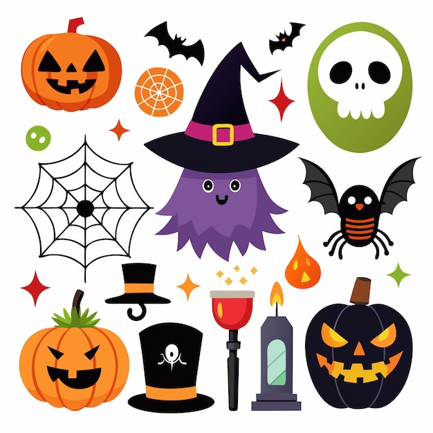 Vector halloween element collection on vector design set