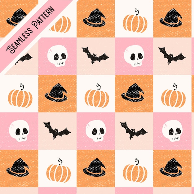 Halloween elements seamless pattern