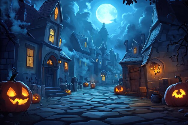 Vector halloween event background with charming upscale pumpkins premium illustration for banners