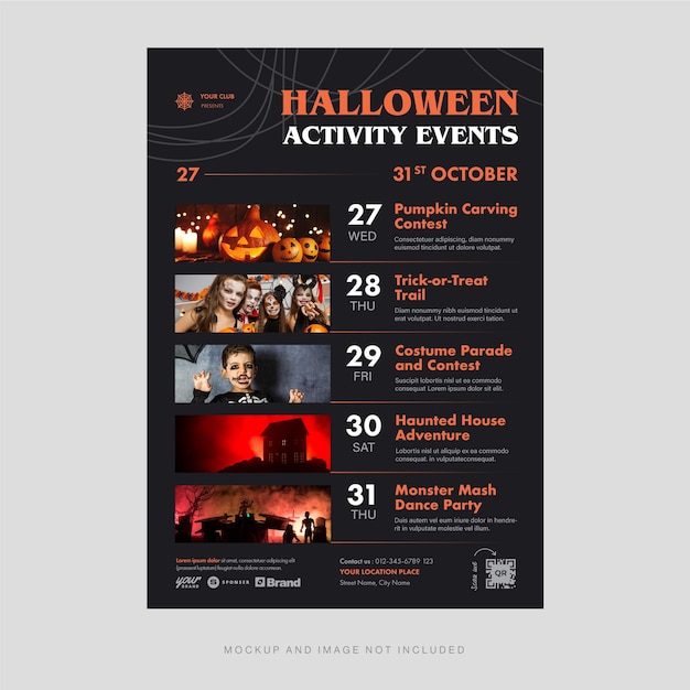 Halloween Event Schedule Flyer Template V1 in Vector EPS