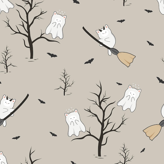 halloween in fall  seamless pattern design