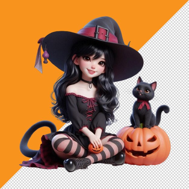 Vector a halloween figure with a witch hat and a pumpkin