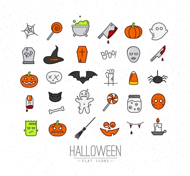 Halloween flat icons color