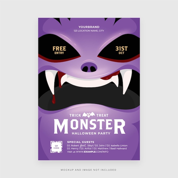 Halloween Flyer Template in Dracula Themed for Vector