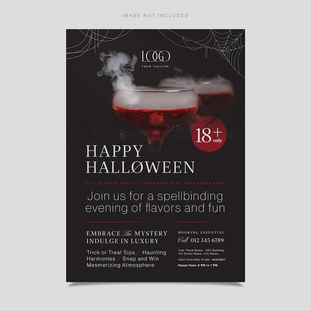 Halloween Flyer Template in Vector EPS for Spooky Events Halloween Cocktail Party