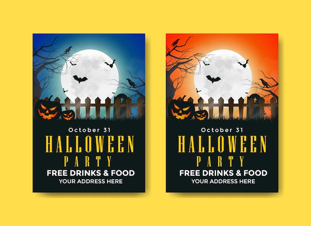 Halloween flyer with cool and horror elements