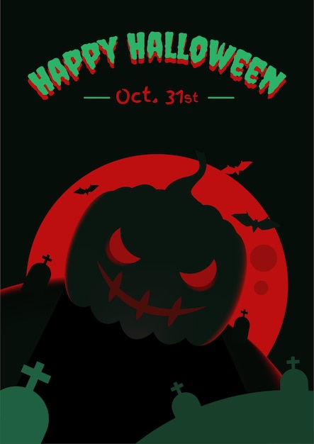 halloween flyer with red moon