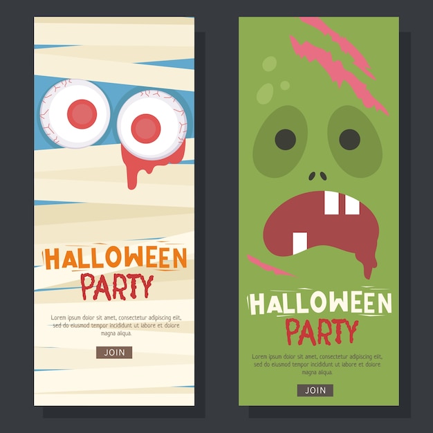 Halloween flyer with zombie and mummy background