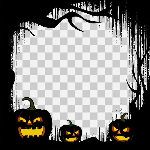 Halloween frame border template with spooky pumpkins