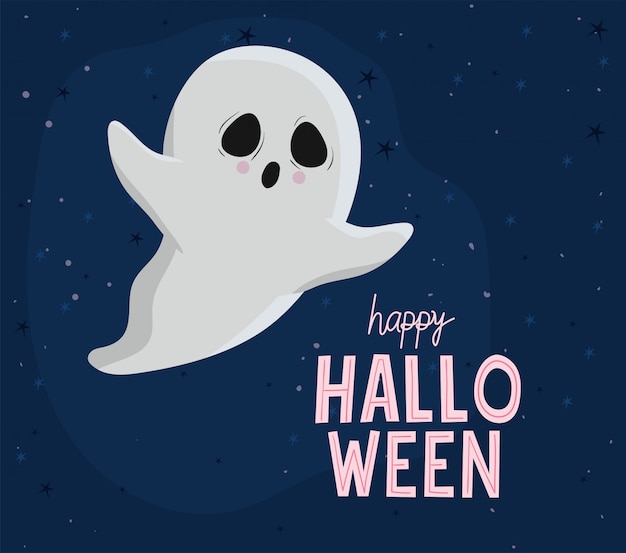 Halloween ghost cartoon design, Holiday and scary theme