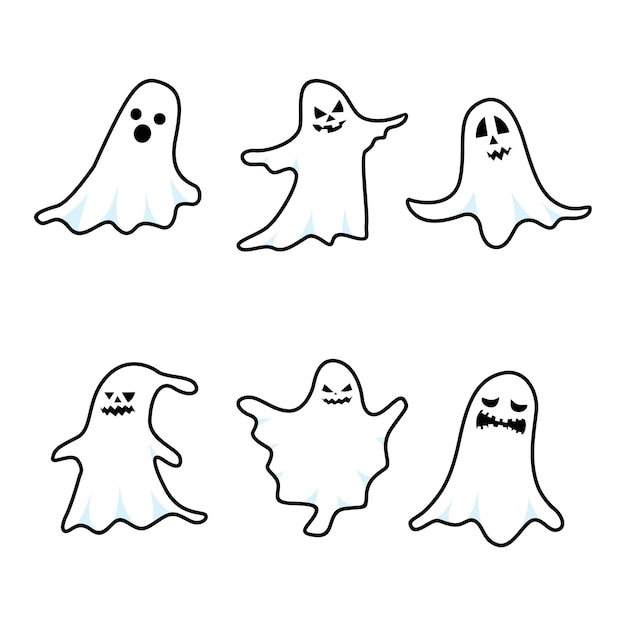 halloween ghost shape illustration set design