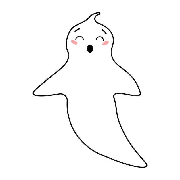 Halloween Ghost Silhouette Vector Illustration Doodle Style