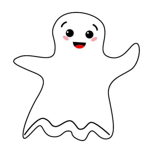 Halloween Ghost Silhouette Vector Illustration Doodle Style