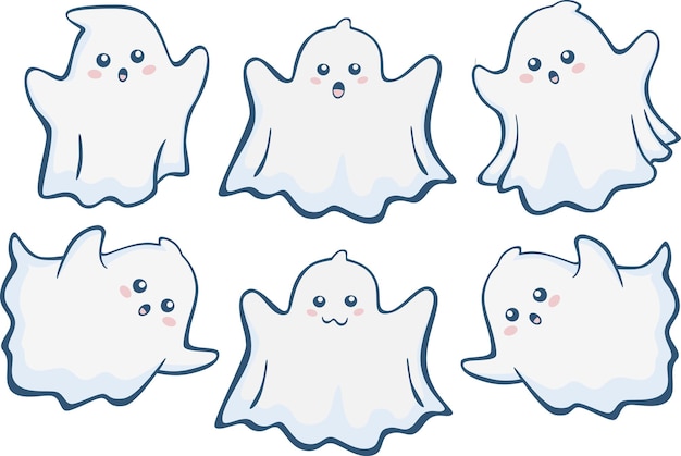 Vector halloween ghost vector set