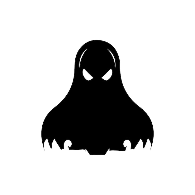 Vector halloween ghost with eyes vector logo icon doodle halloween ghost with eyes silhouette black a