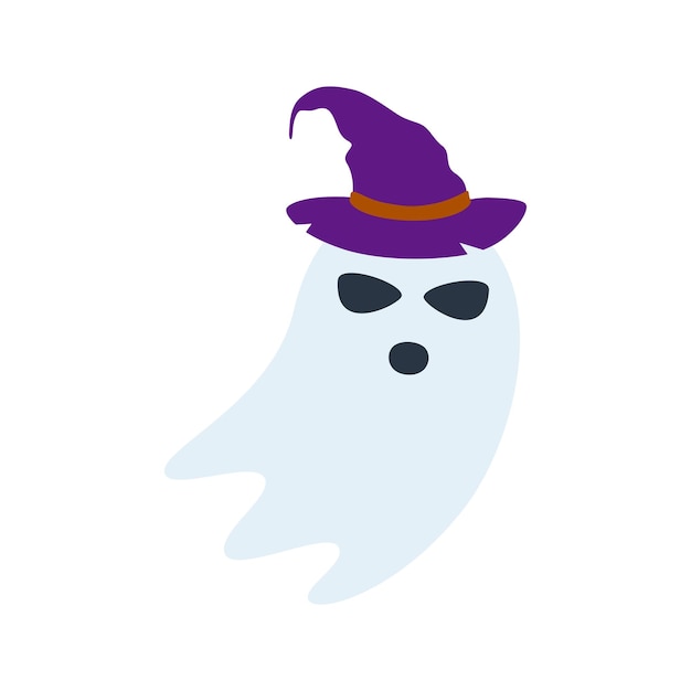 Halloween Ghost with hat isolated on white background