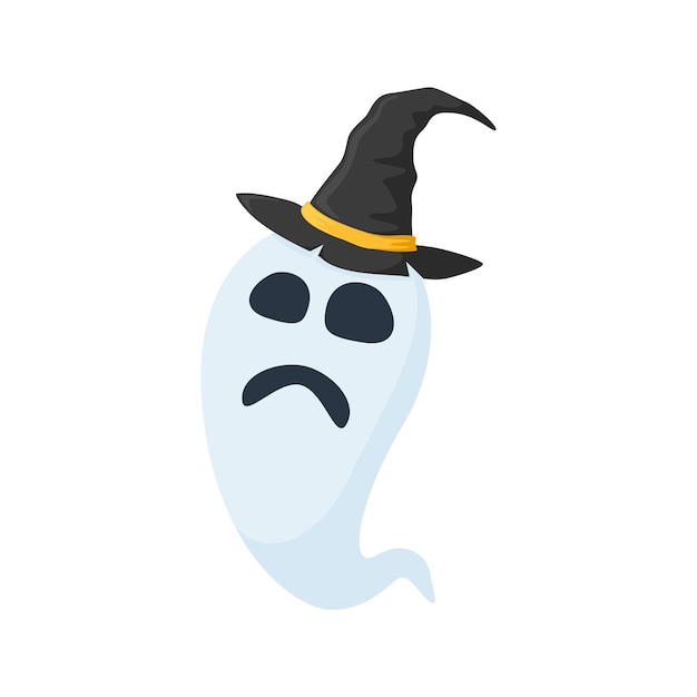 Halloween Ghost with hat isolated on white background