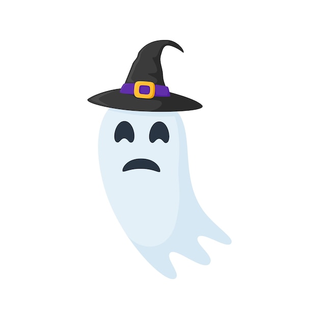 Halloween Ghost with hat isolated on white background