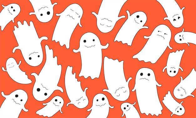 Halloween ghost with orange colour background