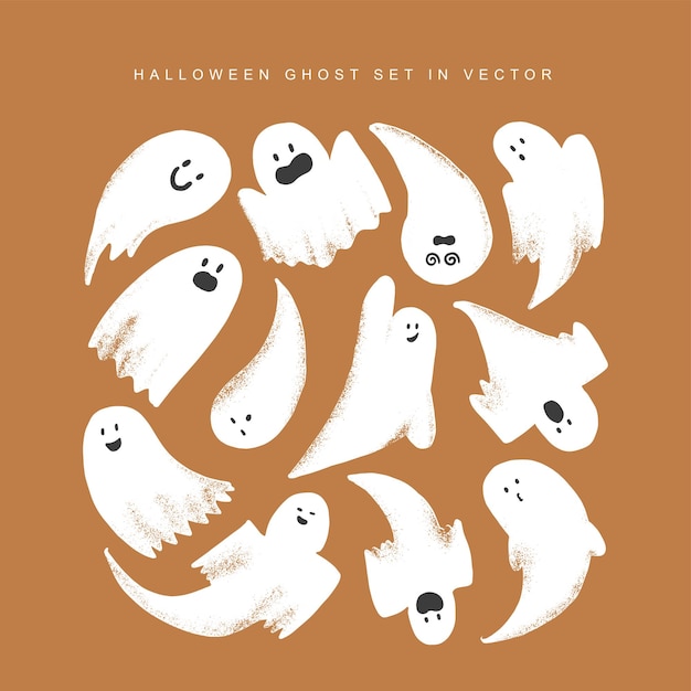 Halloween ghosts vector in set