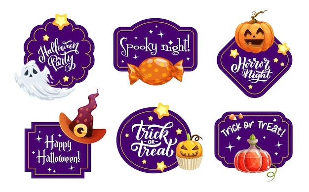 Vector halloween gift tags holiday trick or treat party