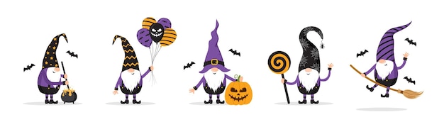 Halloween gnomes Cute scandinavian elves collection