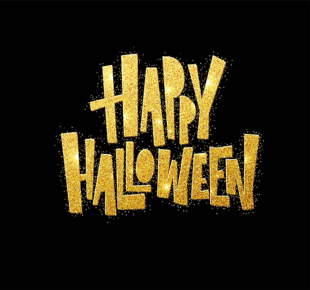 Halloween gold glitter lettering greeting card. Vector illustration EPS10