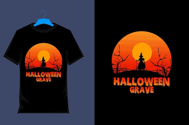 Halloween Grave Retro T Shirt Design