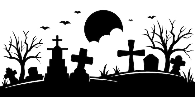 Halloween graveyard design graveyard silhouette clip art