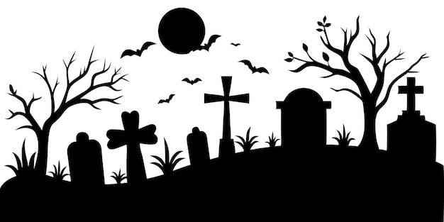 Vector halloween graveyard design graveyard silhouette clip art