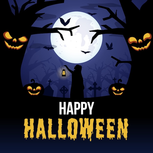 Halloween greeting illustration