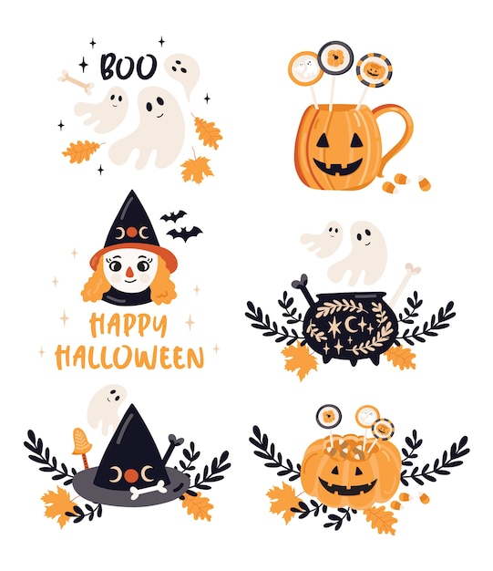 Halloween greeting illustrations.