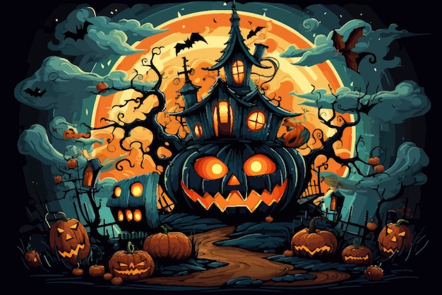 Halloween greeting vector illustration