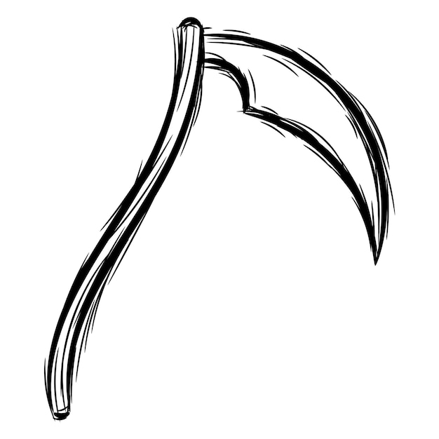 Halloween hand drawn scary scyth doodle black sketch