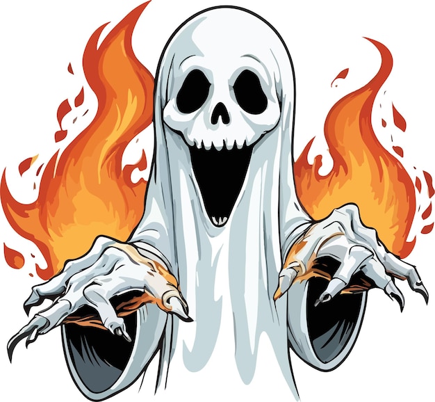 halloween hand ghostfire vector illustration