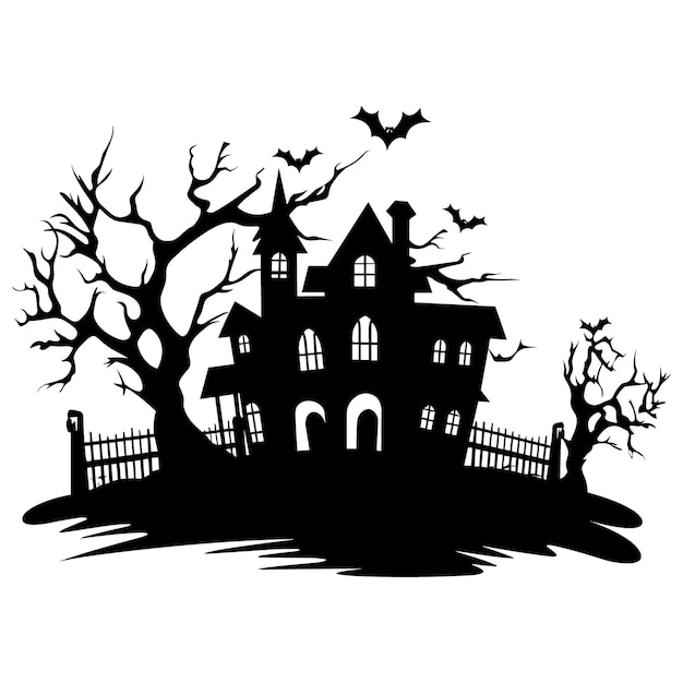 Halloween haunted house castle vector illustration