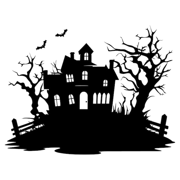 Halloween haunted house castle vector illustration