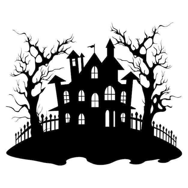 Halloween haunted house castle vector illustration