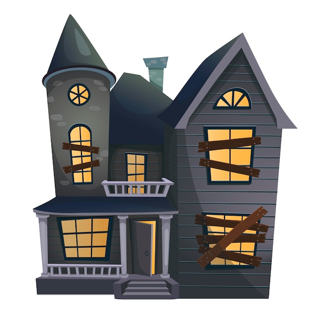 Halloween haunted house isolated on white background Vector illustration