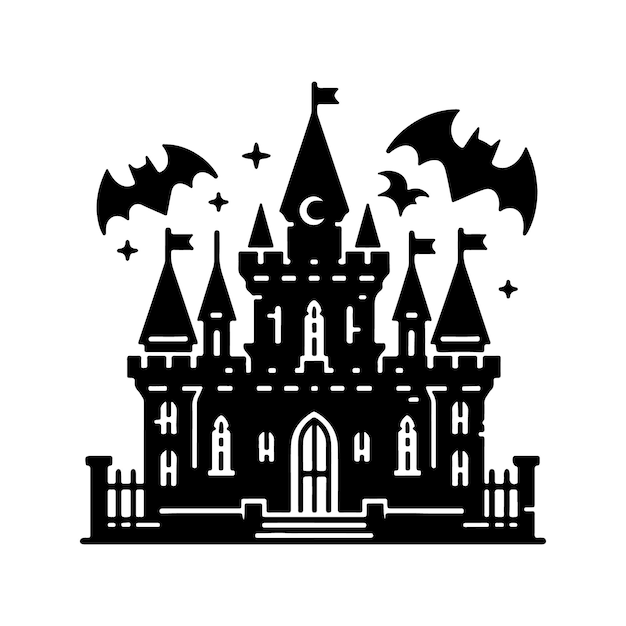 Vector halloween haunted house silhouette halloween haunted house vector image illustration