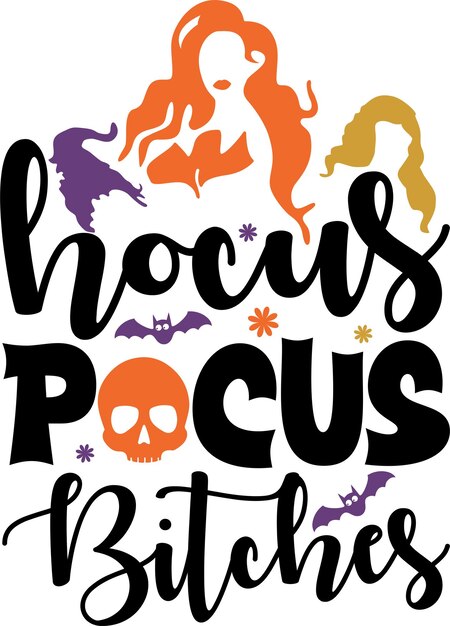 Vector halloween hocus pocus bitches silhouettes