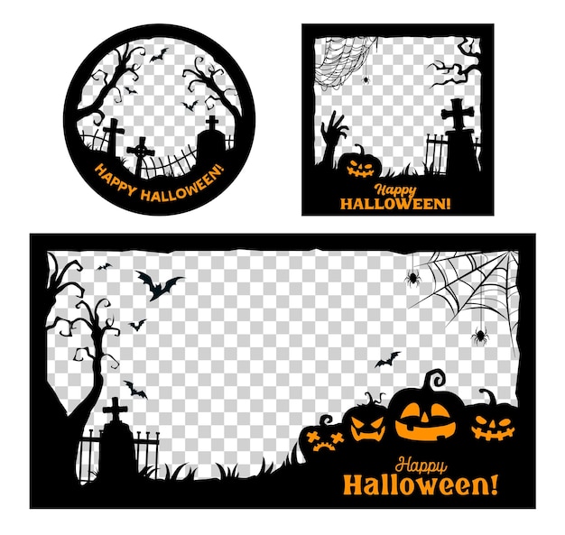 Halloween holiday black frames social media posts