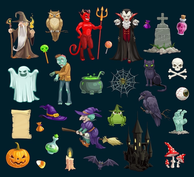 Halloween holiday evil characters vector