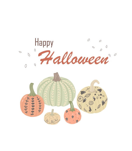 Halloween holiday illustration Pumpkins decor for Halloween