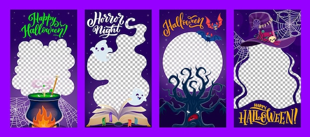 Vector halloween holiday social media templates for posts