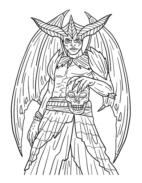 Halloween Horned Being Isolated Coloring Page