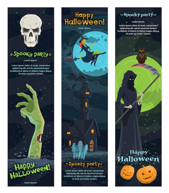 Halloween horror night banner spooky party design