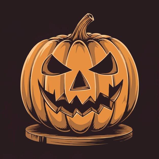 Vector a halloween horror pumpkin illustration with a spooky face